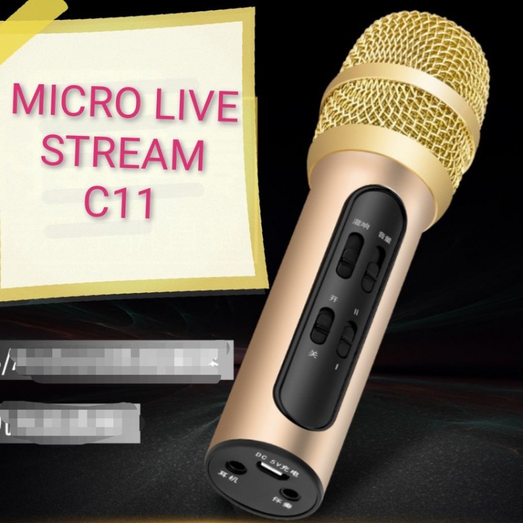 Bộ Micro C11 Live Stream, Hát Karaoke Chuyên Nghiệp Mới, Đầy Đủ Phụ Kiện Tai Nghe, Cáp Sạc, Dây Live, Dây Lấy Nhạc ...