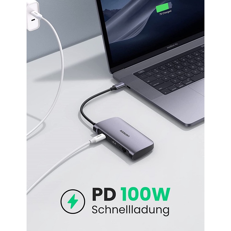 Bộ chuyển đổi Ugreen 50852 USB Type-C sang HDMI, Lan, USB 3.0, SD/TF - Hàng phân phối chính hãng