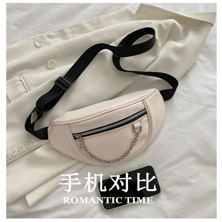 Túi đeo chéo JASMIN NOIR bằng da PU phối dây xích dành cho nữ
