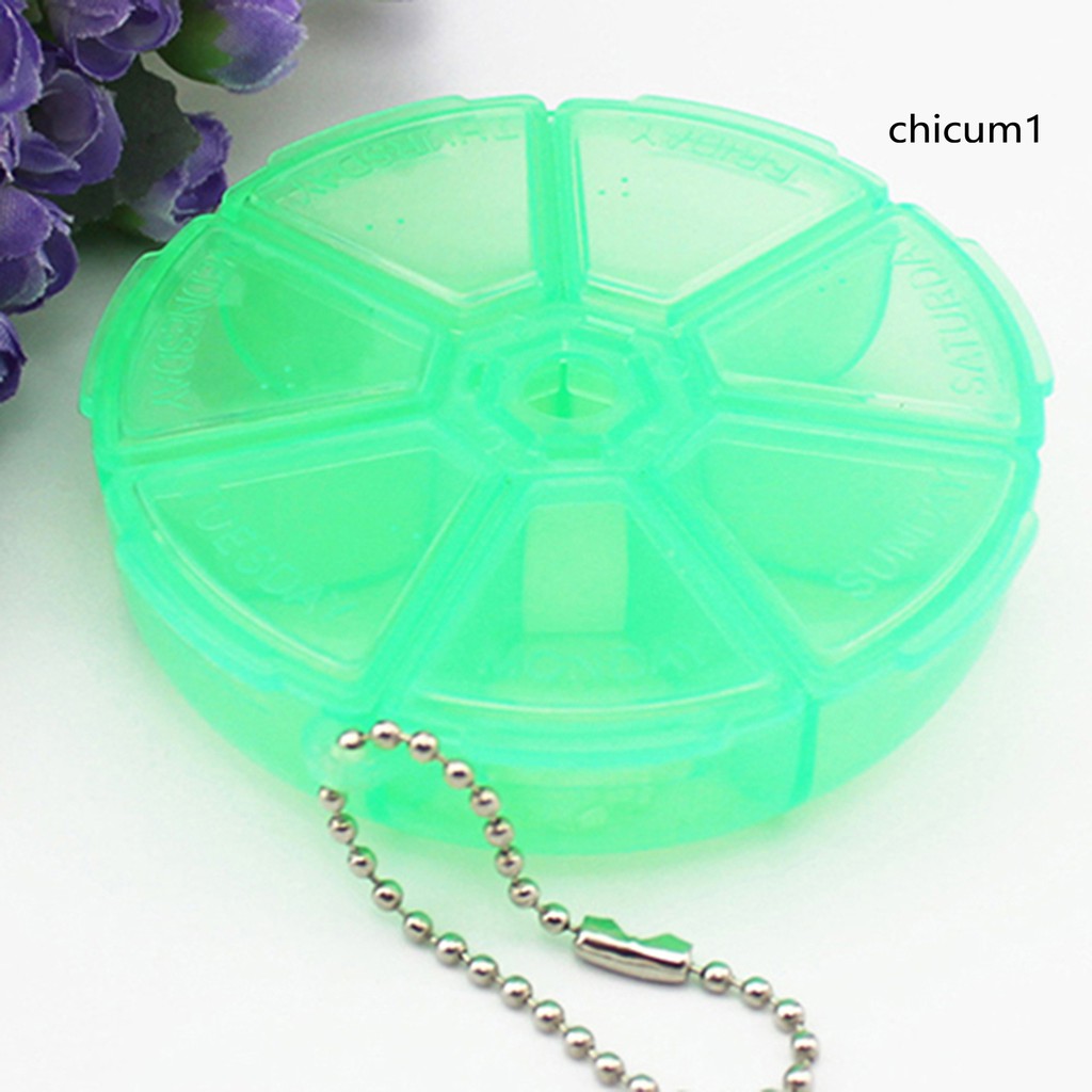 [Hàng mới về] Hộp nhựa tròn 7 ngăn đựng thuốc tiện dụng