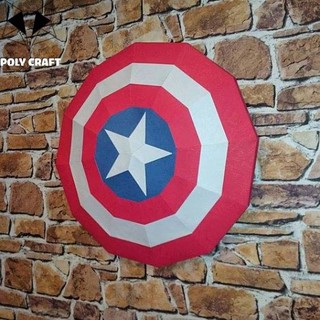 Mô hình giấy decor trang trí tường Khiên Đội trưởng Mỹ Captain American 3D POLYCRAFT