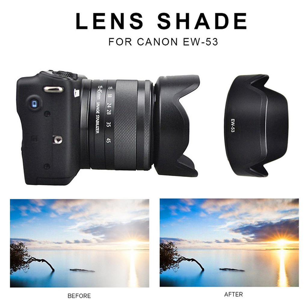 Loa che nắng hood EW-53 Canon M10 ống kính 15-45 STM