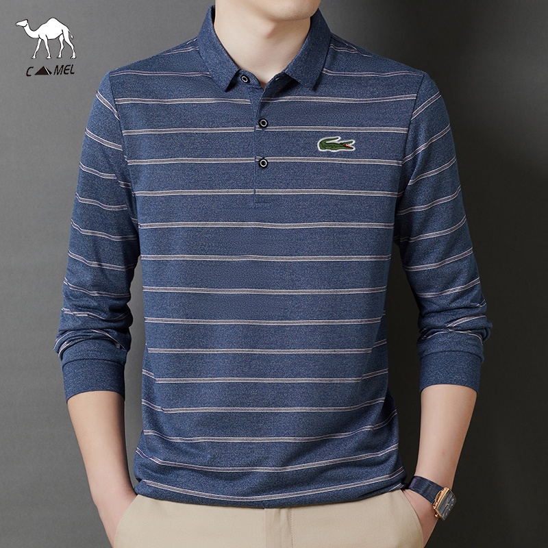 Áo polo Dài Tay Họa Tiết Kẻ Sọc Hàng Mới Chất Lượng Cao Cho Nam