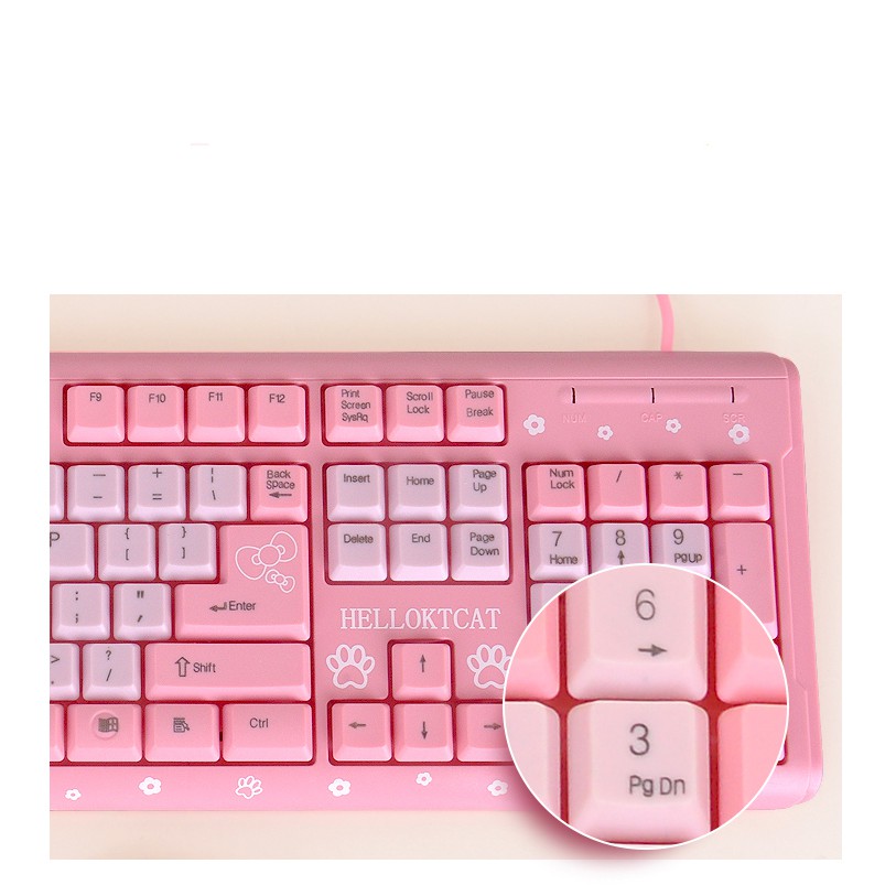 Bàn phím giả cơ HELLO KTCAT Màu hồng I Pink Keyboard Hello Kitty