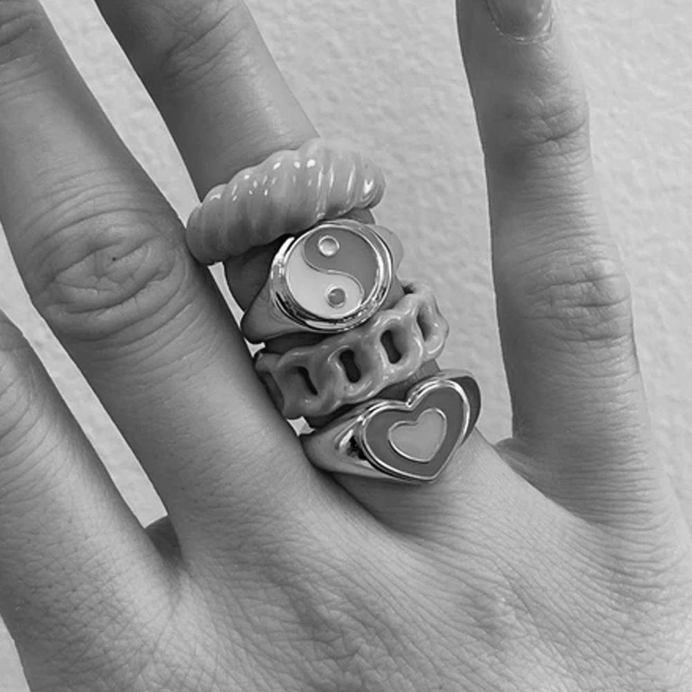 JARRED Nhẫn Hở Thiết Kế Đơn Giản Phong Cách Vintage Hàn Quốc Cho Nữ