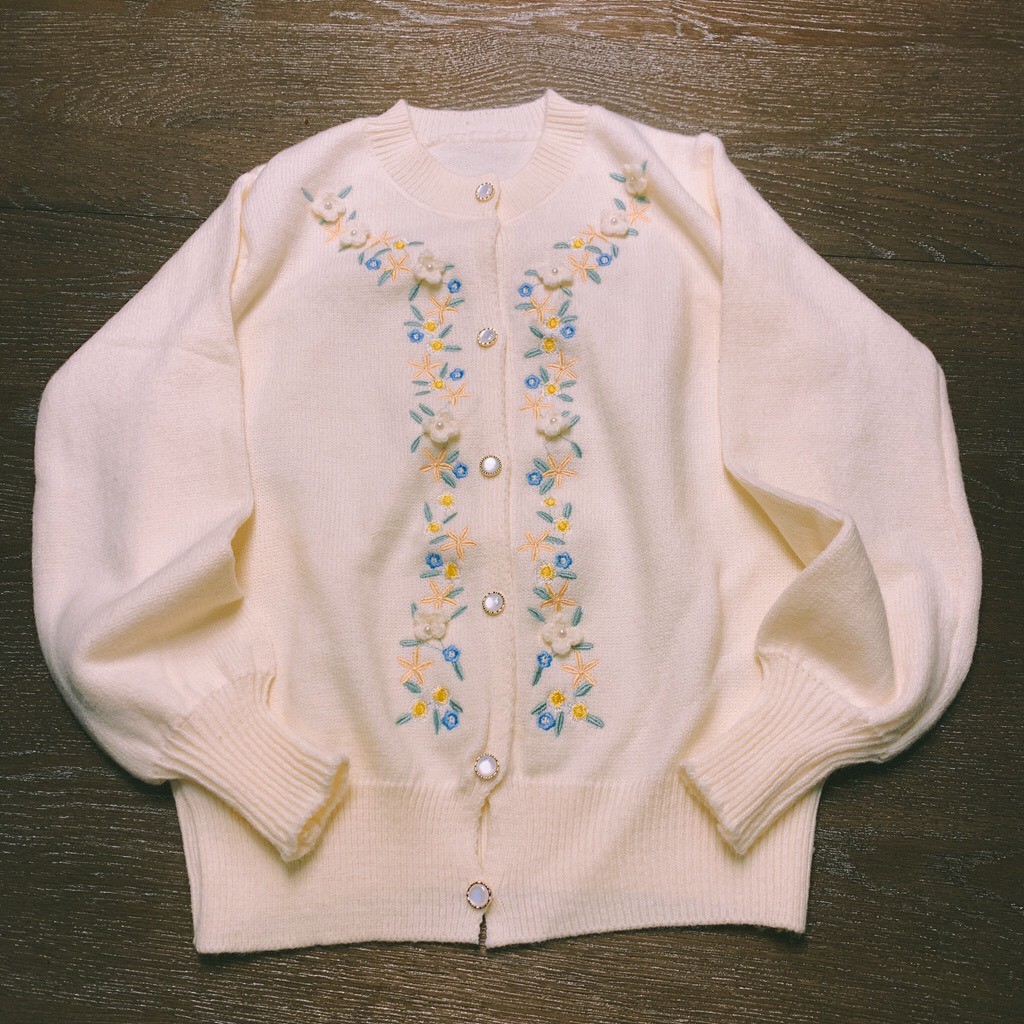 𝗺𝗶𝗲 𝘀𝘁𝘂𝗱𝗶𝗼 - SẴN Áo cardigan thêu hoa mang phong cách retro