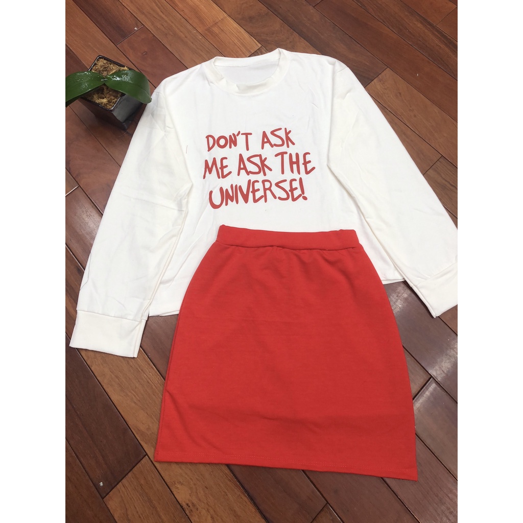 Sét Váy Kèm Áo Dont Ask Me Chân Váy Co Dãn 4 Chiều Chất Liệu Da Cá Dày Mã 0878 STORE TT 1995