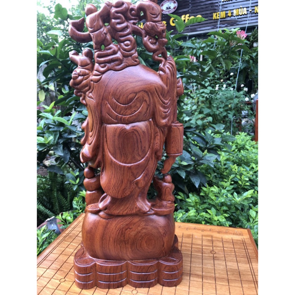 Tượng Di Lặc Ngũ Phúc Gỗ Hương Cao 60 Cm Liền Khối Vân Đẹp