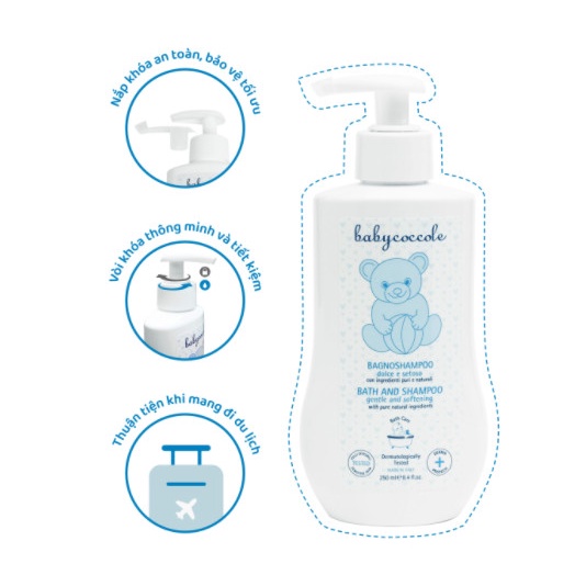 Sữa tắm gội cho bé Babycoccole 0M+ an toàn cho trẻ sơ sinh &amp; em bé chiết xuất hoa sen 400ml