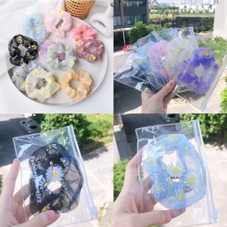 Dây Buộc Tóc Scrunchies Hình Hoa Cúc Xinh Xắn Cho Nữ(tặng kèm túi đựng hoa cúc)