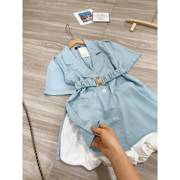 SET ÁO VEST XANH MIX QUẦN BOOM GIẢ VÁY ( kèm đai thắt) | BigBuy360 - bigbuy360.vn