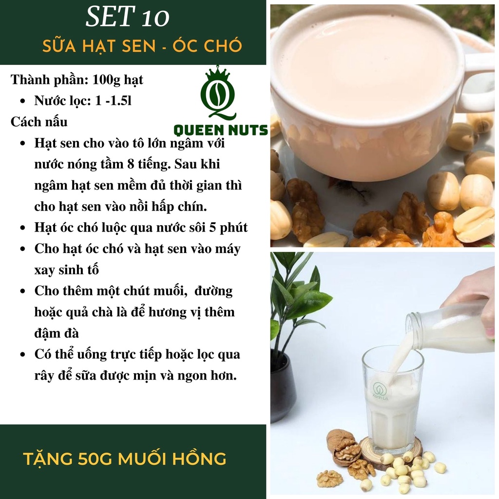 [TẶNG MUỐI HỒNG] Set Hạt dinh dưỡng làm sữa - Mix Sẵn 10 Ngày - Nấu đồ ăn dặm cho bé