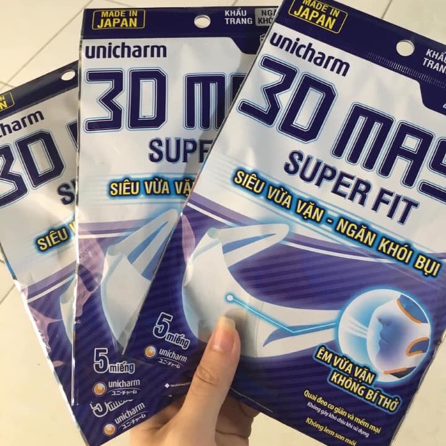 Khẩu trang 3D SUPERFIT của công ty Unicharm Nhật Bản