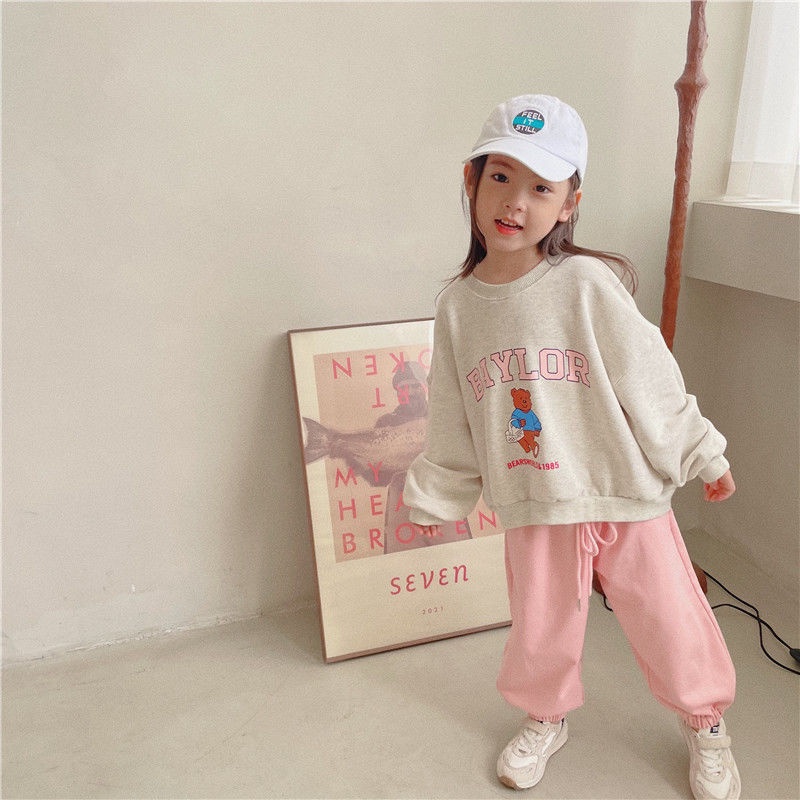 Bộ Đồ Thể Thao Cotton Phong Cách Hàn Nhật Mới 2022 Cho Bé Gái