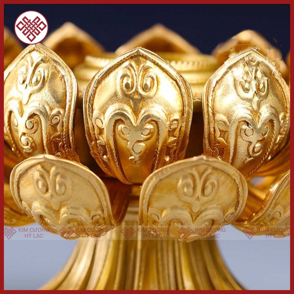 Đế Cắm Kinh Luân Cầm Tay  Hình Bông Sen 2 Tầng Bằng Đồng