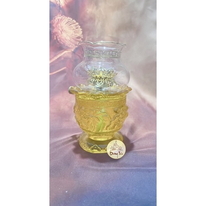 Đèn Dầu Đốt Đèn Lưu Ly Sen Nổi Vàng 14cm ~ 5,5 inch (04)