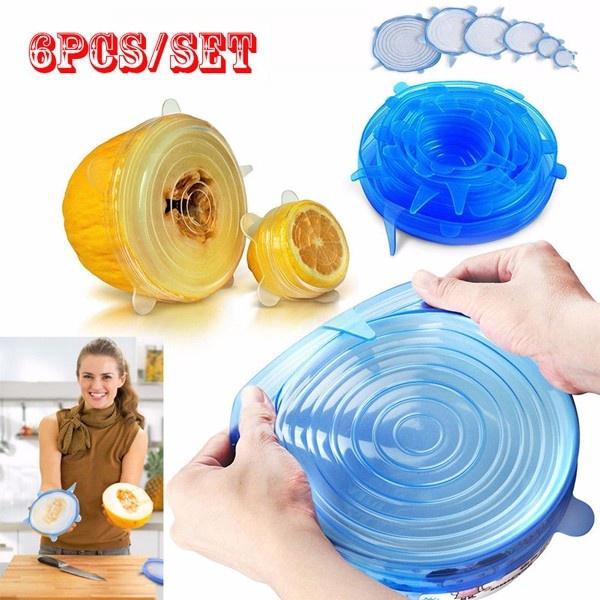 Bộ 6 Nắp Đậy Tô Chén Bằng Silicone Có Thể Tái Sử Dụng