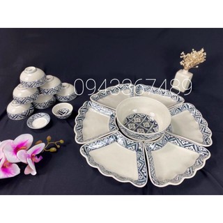 Bộ bát đĩa hoa mặt trời vẽ hoa chanh ĐK 57cm. Hàng sứ Bát Tràng