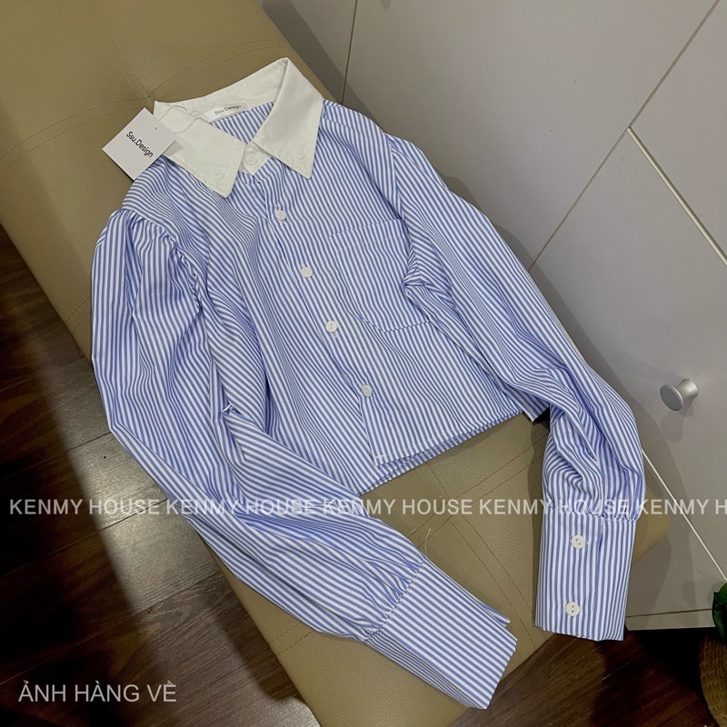 Sơ mi kẻ croptop A56