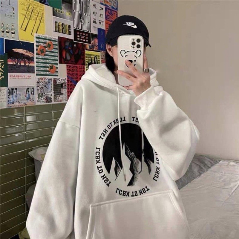 Áo Hoodie Núi Tròn Form Rộng Unisex Nhiều Màu Phong Cách Hàn Quốc