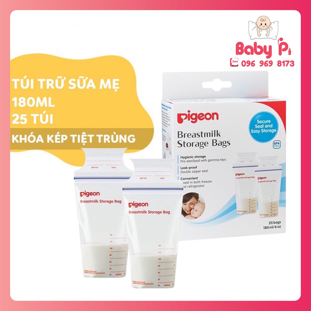 Túi trữ sữa mẹ Pigeon 180ml (25 túi/hộp)