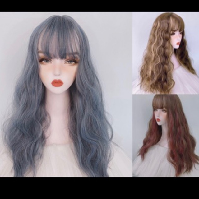 Tóc giả xù xanh❤️freeship 50k❤️ tặng lưới chùm tóc