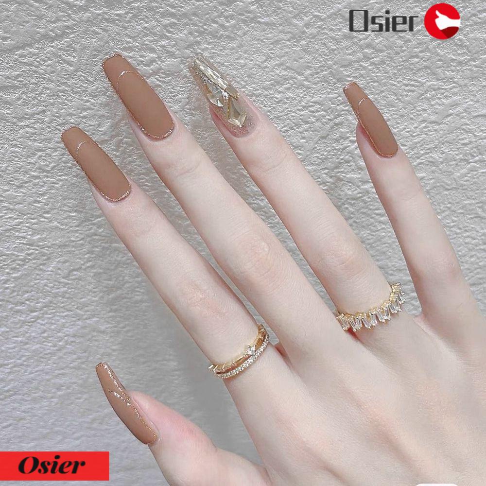 Osier✿ Hộp 24 Móng Tay Giả Đính Nơ Có Thể Tháo Rời Trang Trí Móng Tay Nghệ Thuật