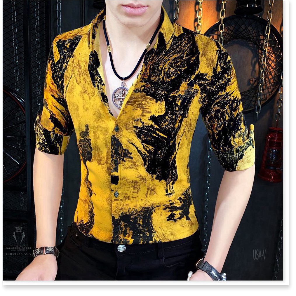 Áo sơ mi nam có cổ sơmi đôi  đẹp hàn quốc giá rẻ sơ mi loang đẹp chất TCS 3 màu