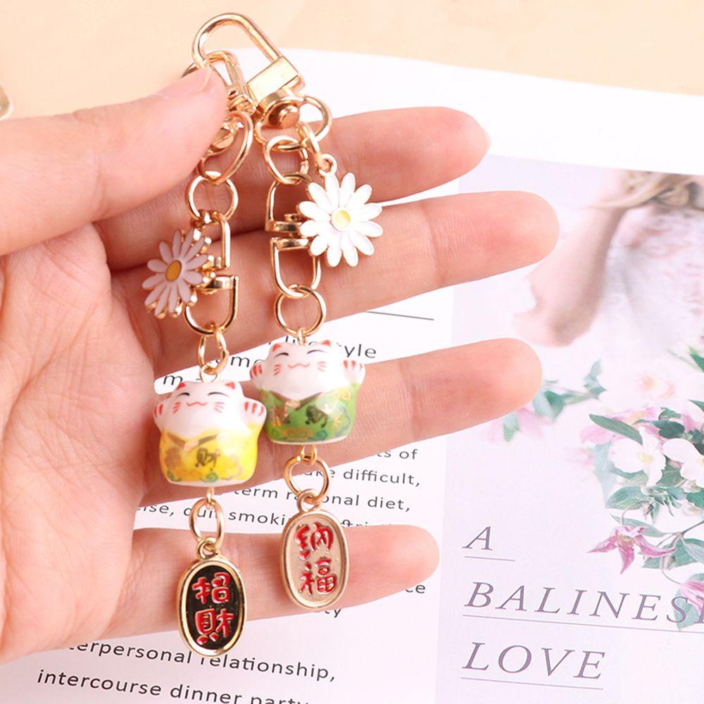 Móc Khóa Hình Mèo May Mắn Nhật Bản Dễ Thương Chống Thất Lạc Kèm Dây Đeo Điện Thoại / Móc Khóa