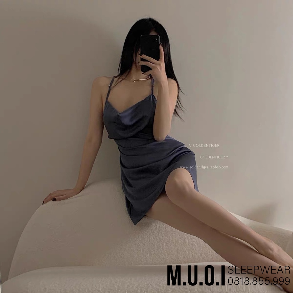 Váy ngủ sexy QUẢNG CHÂU- SX 150 -Váy ngủ lua cổ đổ ngực hottrend sexy QCCC  - hàng có sẵn