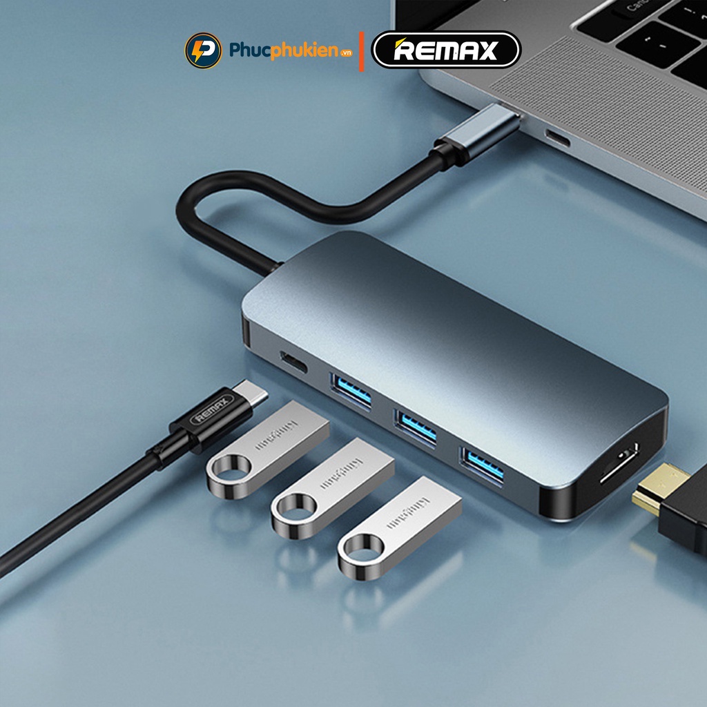 Hub chuyển đổi đa năng 9 in 1 Remax RU-U91 cổng chia usb mở rộng kết nối chuyển đổi cho Mac và Laptop Phúc Phụ Kiện