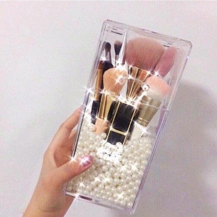 Hộp Nhựa Trong Suốt Đựng Cọ Trang Điểm Tránh Bụi Bẩn Tiện Dụng