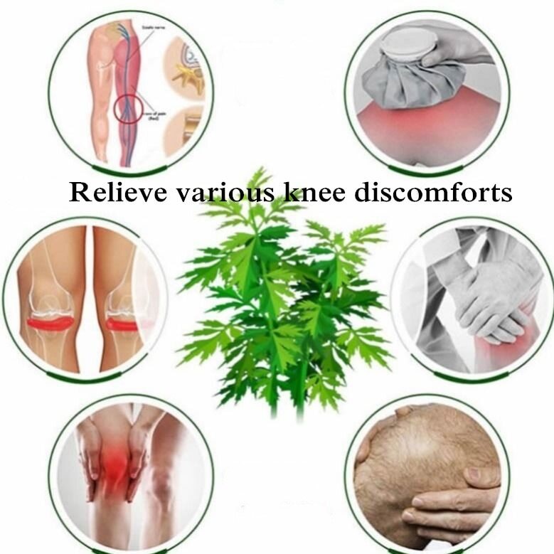 2 Miếng Cực êm Đệm đầu gối tự sưởi ấm bằng gỗ ngải cứu Giảm đau Giảm đau Cải thiện tuần hoàn máu Đệm ấm thoáng khí