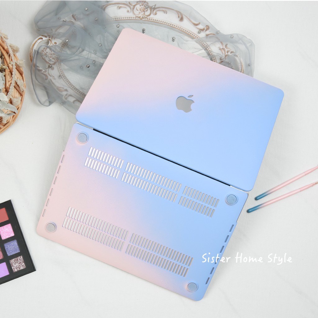 Case,Ốp Macbook Màu Ombre(Xanh Hồng) Kèm Phủ Phím (Tặng Kèm Bộ Nút Chống Bụi & Bộ Chống Gãy Sạc) | BigBuy360 - bigbuy360.vn