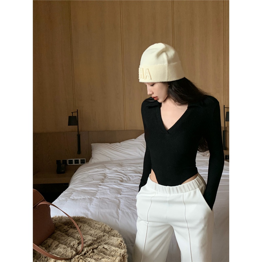 Cocory vn Áo thun cổ chữ V ôm dáng quyến rũ thời trang cho nữ 4 màu tùy chọn | BigBuy360 - bigbuy360.vn