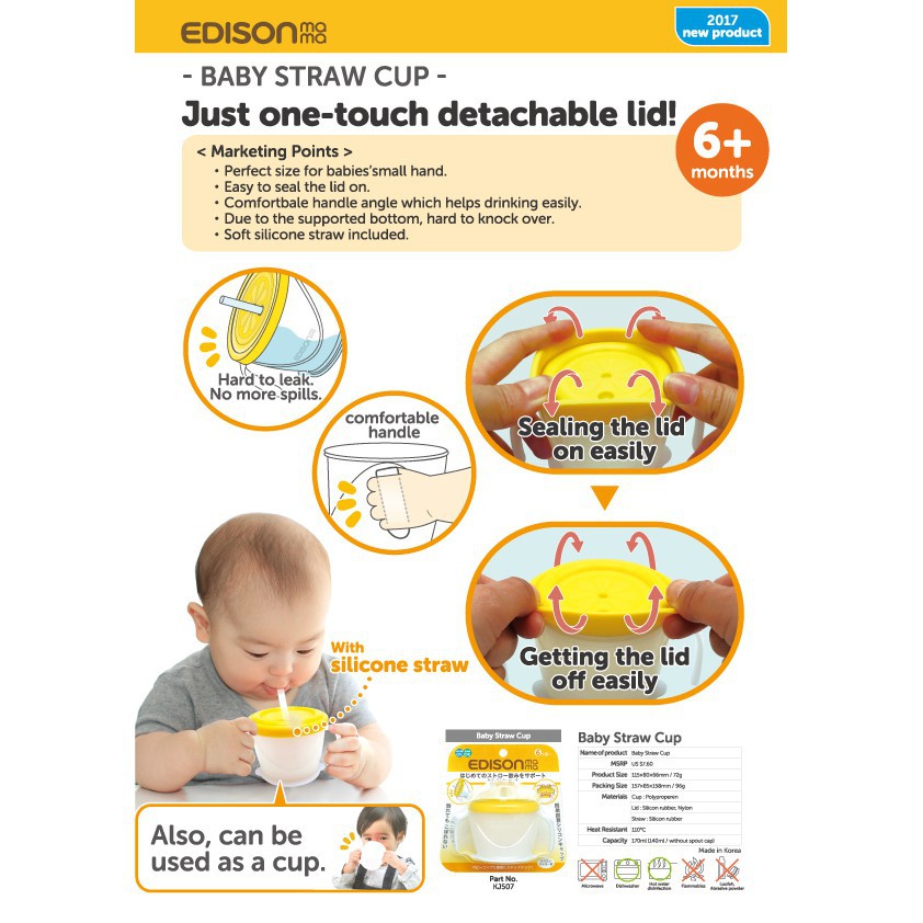 Cốc tập hút 3 giai đoạn EDISON MAMA 6m+