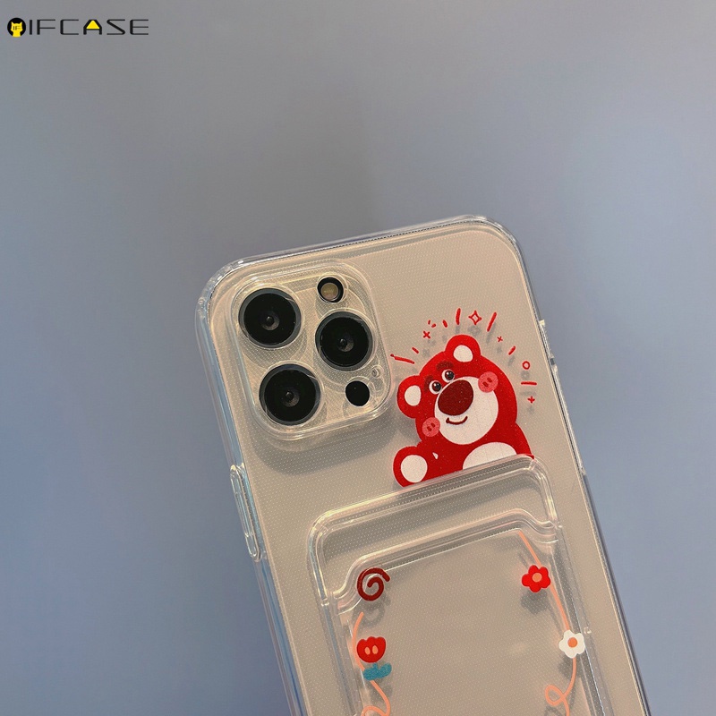 Ốp điện thoại tpu trong suốt có ngăn để thẻ in họa tiết thích hợp cho iPhone 13 12 Mini 11 Pro Max XS Max XR X 7 8 Plus