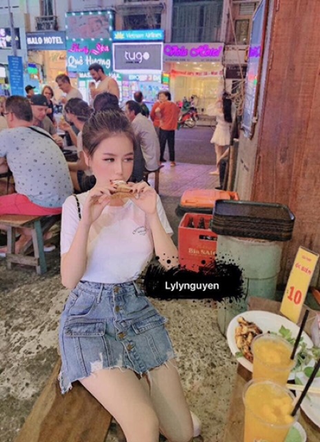 [ ban si ] Quần giả váy bò có hàng cúc_kèm ảnh thật | BigBuy360 - bigbuy360.vn