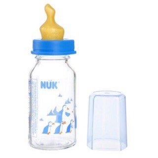 Bình sữa thủy tinh núm cao su cổ nhỏ NUK 125ml