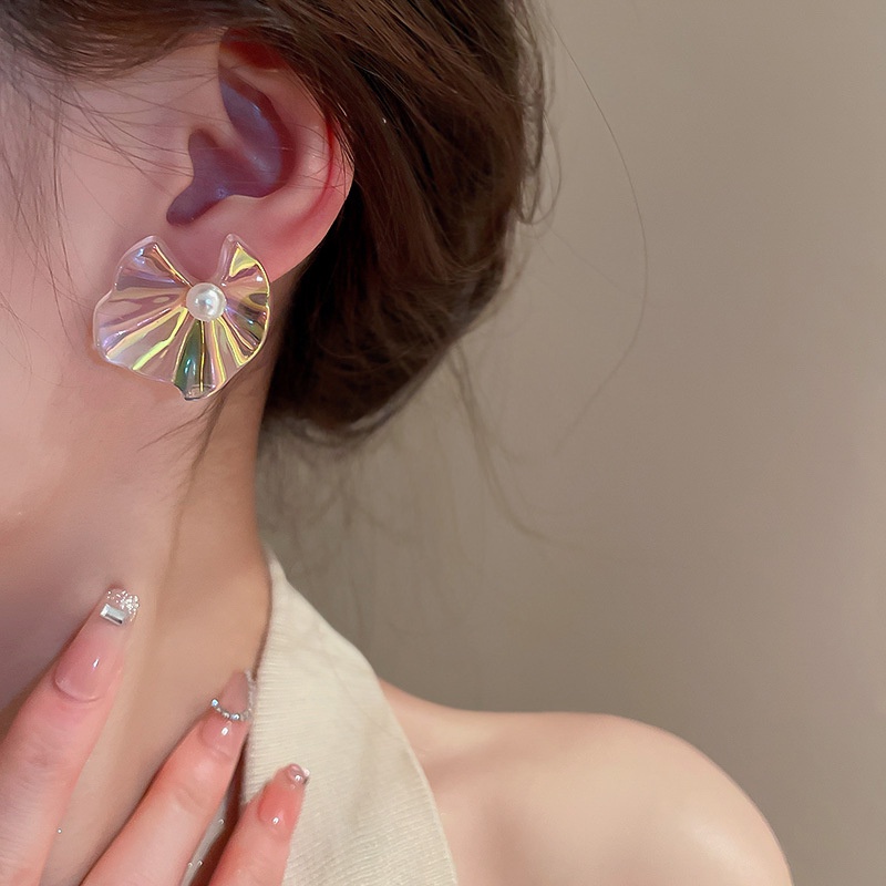 Bông Tai Ngọc Trai Trong Suốt Thiết Kế Hình Học Thời Trang Mùa Hè