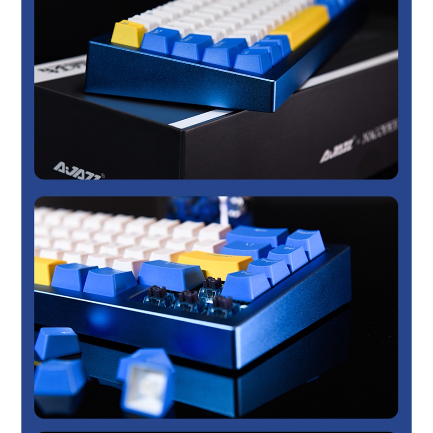 Bàn Phím Cơ AJAZZ AC067 Mountain Blue Gasket RGB Màu Xanh Biển Nhôm Nguyên Khối