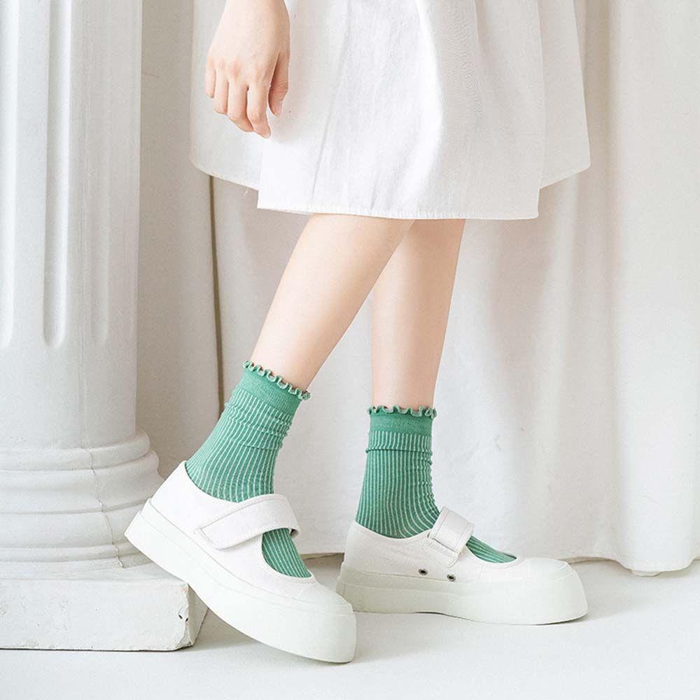 Vớ Thể Thao Ngắn Harajuku Họa Tiết Sọc Ngọt Ngào Thời Trang Cho Nữ