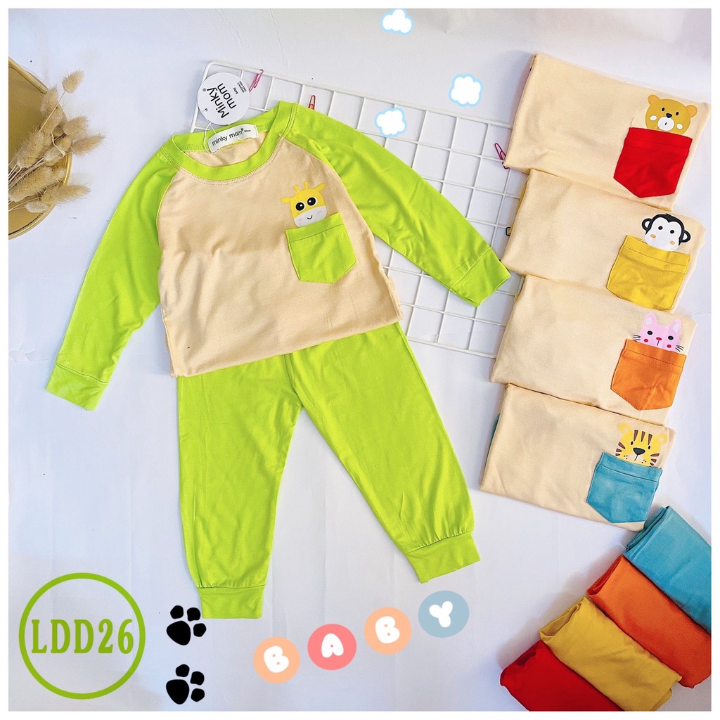 [LDD26] Bộ Dài Tay Thun Lạnh MINKY MOM CÓ SIZE ĐẠI Tay Raglan, Túi Ngực Mềm Mịn, Thoáng Mát, Hàng Chuẩn Đẹp Cho Bé