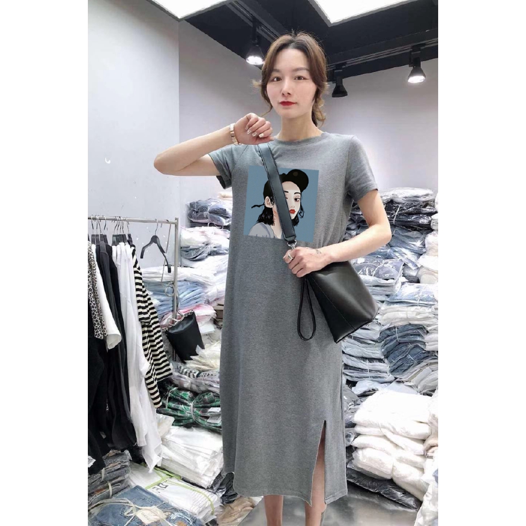 Đầm thun ngắn tay thiết kế dáng rộng che khuyết điểm cho nữ | BigBuy360 - bigbuy360.vn