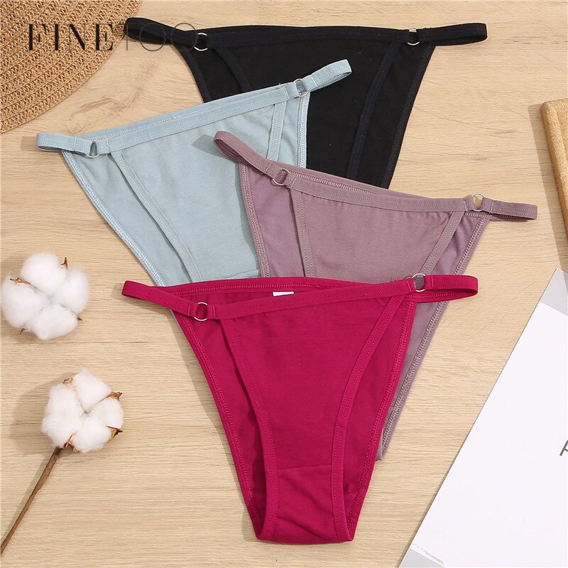 Bộ 3 quần lót FINETOO cotton mềm mại lưng thấp size M-2XL quyến rũ dành cho nữ