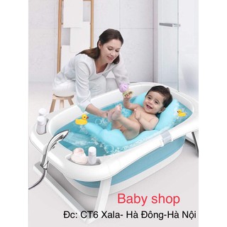 [BỂ TẮM BABY] Chậu tắm gập gọn cao cấp Hanbei (có nhiệt kế + Phao) cao cấp cho bé bền đẹp siêu rẻ.