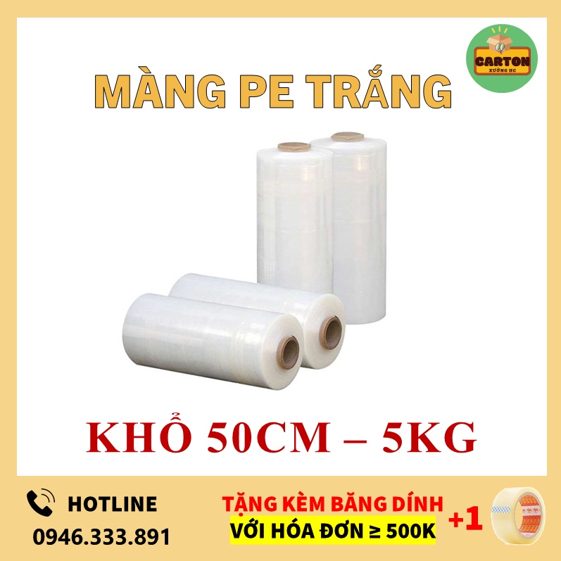 [SỈ/LẺ] Màng PE Trắng khổ 50Cm 5Kg, Màng Co PE Trắng Giá Rẻ Hà Nội