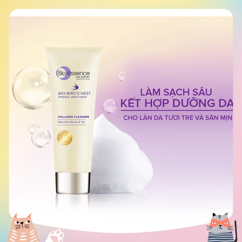 [FREESHIP HOẢ TỐC] Sữa rửa mặt dưỡng da tươi sáng và căng mọng Bio-essence Bio-Bird's Nest Collagen Cleanser 100g