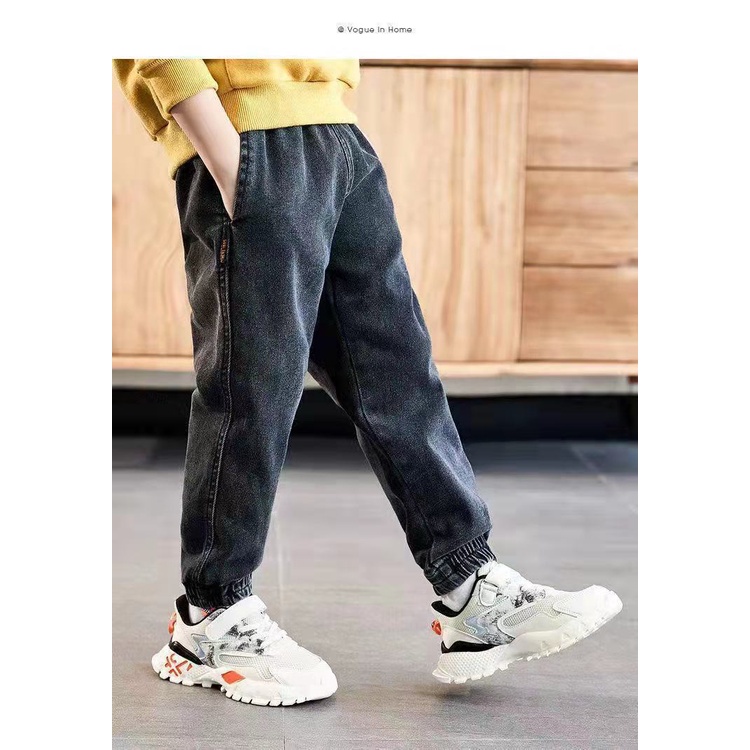 Quần jean lót lông cừu dày giữ ấm mùa đông thời trang 2021 dành cho bé trai