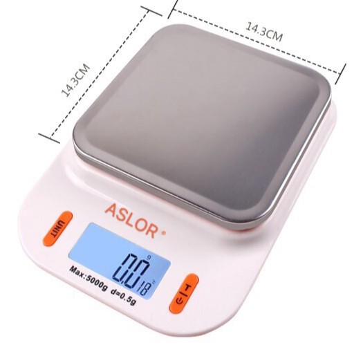 Cân Điện Tử mini Nhà Bếp mâm inox, 5Kg/0.5gr  .LCD HD SÁNG
